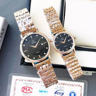 Gold Case + 20 Steel Bracelet + 20 Omega Premium Couple's Watch Classic Three-Ha