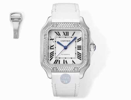 Thb 35.1 Size Cartier New Santos Couple's Watch! Authentic Molded, Beautifully R - Click Image to Close
