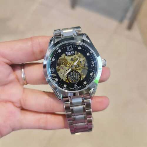 Stainless steel bracelet with butterfly clasp, white or all black, Rolex elegan