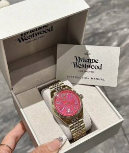 Vivienne Westwood watch, quartz movement, stainless steel strap, pink dial, wome