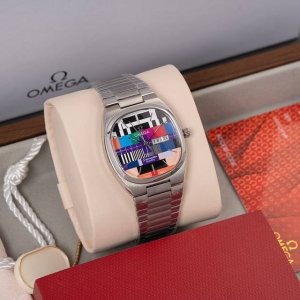 A black and white TV, an antique Seamaster watch. This American retro watch look