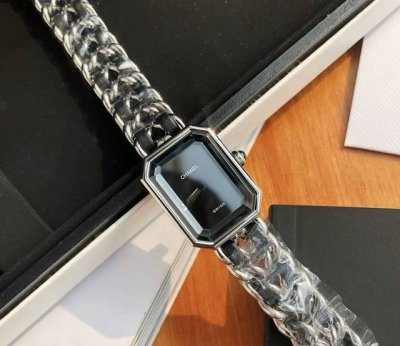 Charming old-time Chanel vintage-style sugar cube watch has a high-end texture a