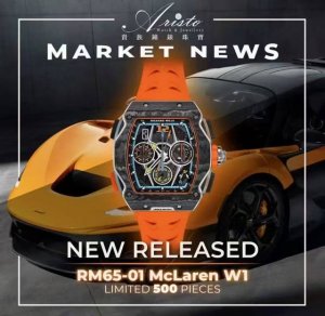 New Watch Richard Mille Launches The Rm 65-01 Mclaren W1 Automatic Chronograph I