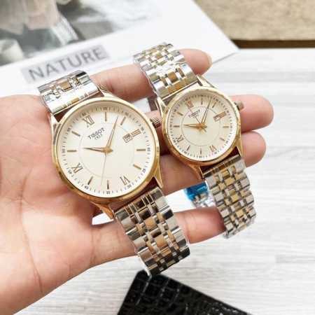 Gold case + 20 steel band 20 Tissot couple watch original imported quartz moveme - Click Image to Close