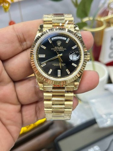 Rolex Day-Date 40Mm Black Rock Sugar Dd 1 Sapphire Mirror Calendar 2.5X Magnifyi