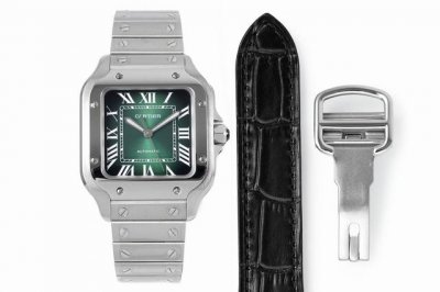 Santos De watch 1 Case: 316 stainless steel 2 Handle: Heptagonal crown inlaid wi