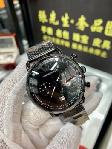 Armani All Black Warrior Woven Mesh Strap Men's 42Mm Large Dial Real Shot Arrang