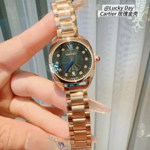 Rose gold diamond face Roman face Cartier-Cartier women's watch is young and go