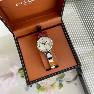 Coach quartz women's watch with three-dimensional dial, colorful bracelet style