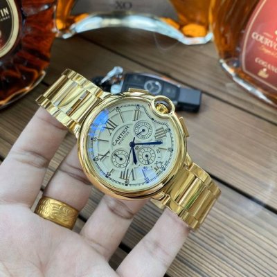 Brand: Cartier Ballon Bleu Series. A popular men's watch with a genuine leather