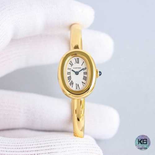 Sincere work! Cartier "Bathtub" gold bracelet watch! This series of rounded and