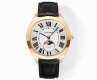 Cartier Drive De Cartier Af9 watch with a white and gold case. Its elegant, cus
