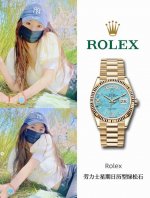 Rolex Yellow Gold Turquoise Day-Date Oyster Perpetual 40mm Mechanical Watch. Yan