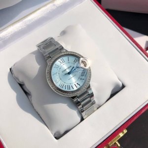 Cartier New Ice Blue Dial Mechanical Women's Watch 33mm Ddd. The Cartier Ballon