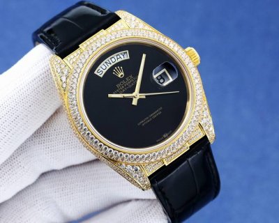 White, Gold Rolex Top-Tier Quality, First-Edition Datejust American Alligator Le