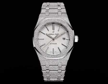 White-Gold Omf Premium Ap Royal Oak 37Mm Frosted Gold Version, "King of Steel" - Click Image to Close