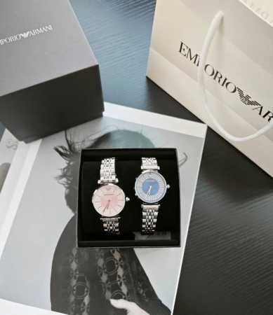 Armani quartz women's watch, with a starry inner bezel, a classic design given a - Click Image to Close