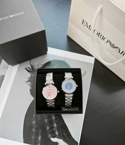 Armani quartz women's watch, with a starry inner bezel, a classic design given a