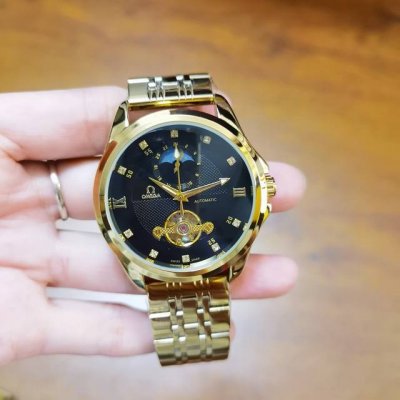 Steel: , Leather: P190, Omega Omega six-wheel automatic sun, moon and star mecha