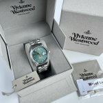 viviennewestwood Watch With Green Embossed Dial, Quartz Movement, Stainless S