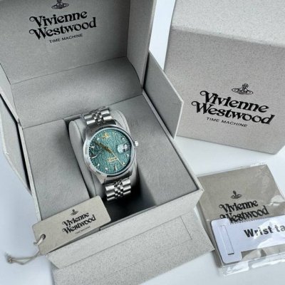viviennewestwood Watch With Green Embossed Dial, Quartz Movement, Stainless S