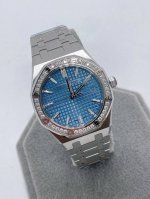 Latest Ice Blue 34Mm Steel King Women's Genuine Diamond Audemars Piguet Royal Oa
