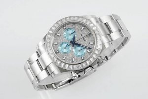ppm, a modified, hidden series new Rolex Daytona with ice blue full diamonds and