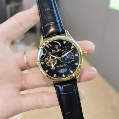 Genuine Leather Strap With Ten Butterfly Clasps, Rolex Nine-Wheel Automatic Mech