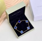 Van Cleef & Arpels Vca "Blue Agate" Four-Leaf Clover Five-Flower Bracelet. Highe