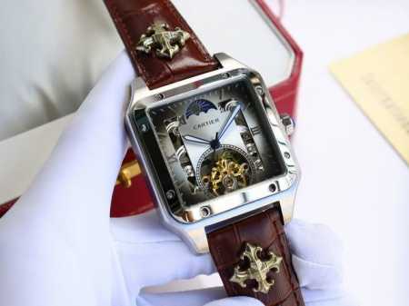 Cartier square men's watch, top-of-the-line version, 316L stainless steel case, - Click Image to Close