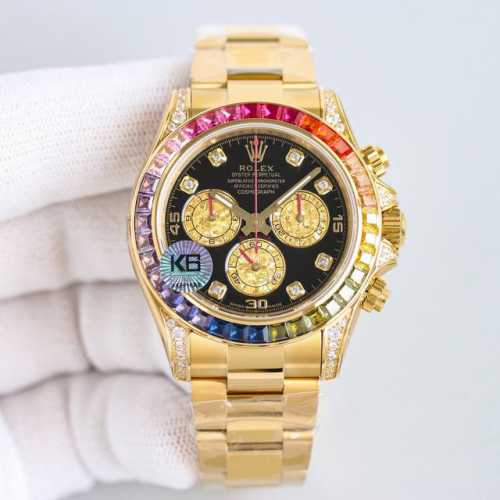 Rolex Rainbow Bezel Daytona Platinum Eye Cal. 7750 Mechanical Chronograph, "Sec