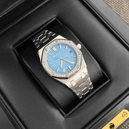 Glacier Blue Women's Audemars Piguet 15551 Royal Oak with Genuine Diamonds - The - Click Image to Close