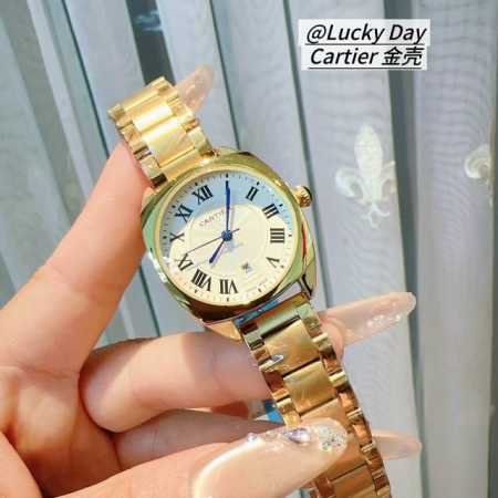Rose gold diamond face Roman face Cartier-Cartier women's watch is young and go - Click Image to Close