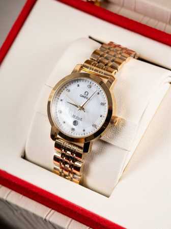 Latest Omega women's watch, platinum 330, original imported quartz movement, tem - Click Image to Close