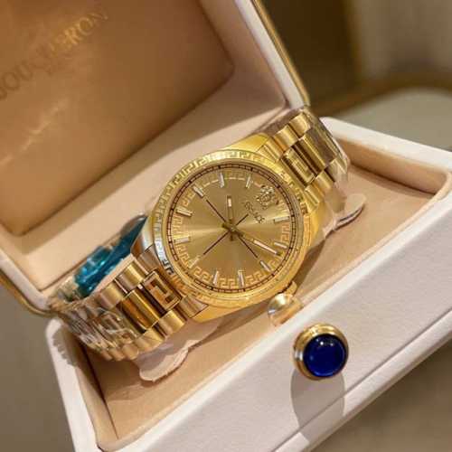 Gold Versace Millenyium Lady watch, featuring the brand's iconic Medusa and Ver