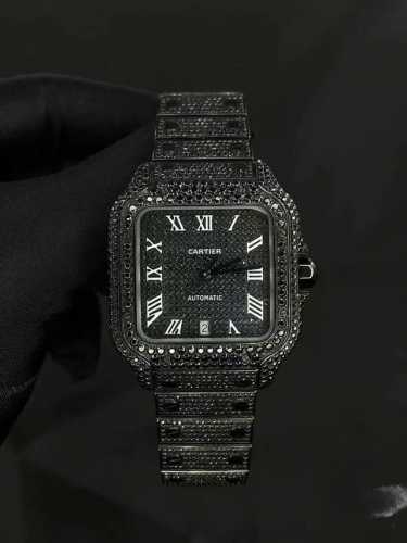 Cartier, Santos Black Knight, available in both genuine diamond and regular dia