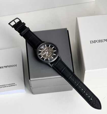 Armani Ar60042 black hollow perspective leather strap automatic mechanical watch - Click Image to Close