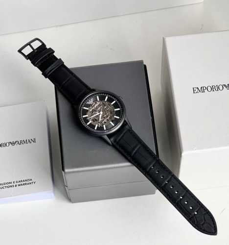 Armani Ar60042 black hollow perspective leather strap automatic mechanical watch