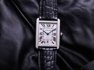 Cartier Tank Series Mechanical Men's Watch: Steel Case With Leather Strap: Wsta0